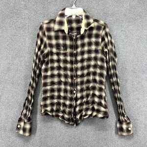 Shirt by Shirt Atelier Shirt Medium Plaid Crinkle Knit Button Front Top‎ western